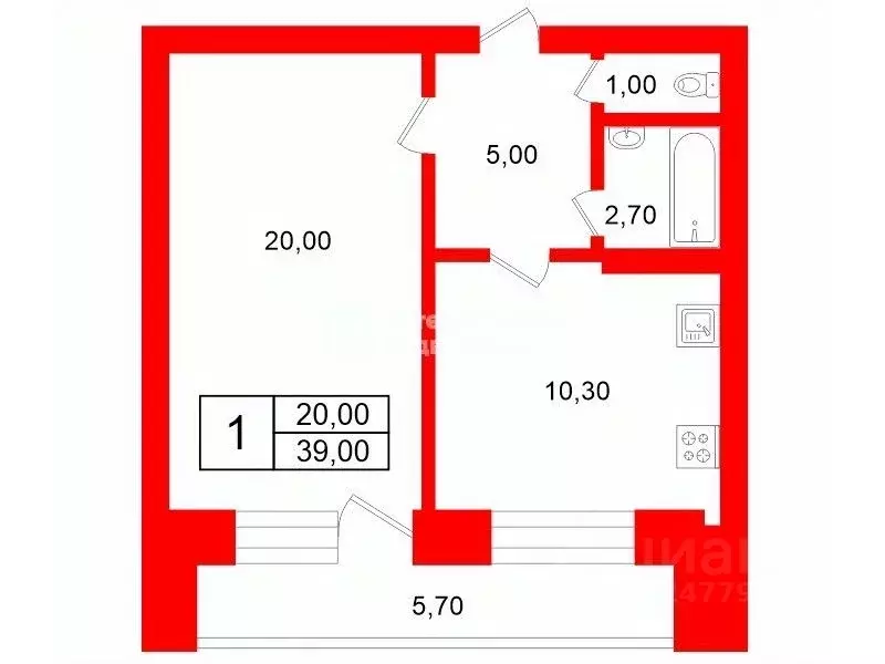 1-к кв. Санкт-Петербург Капитанская ул., 3 (39.0 м) - Фото 2