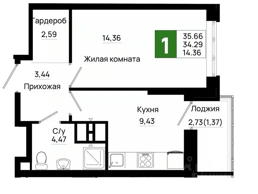 1-к кв. Ростовская область, Ростов-на-Дону Нефтекачка кв-л, Октябрь ... - Фото 0
