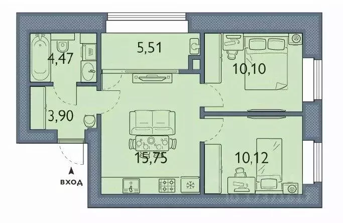 2-к кв. Брянская область, Брянский район, пос. Мичуринский, ... - Фото 2