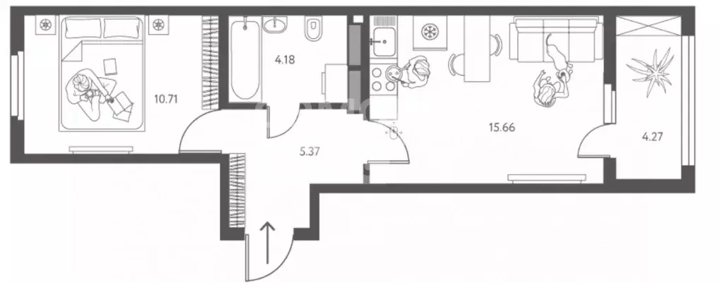 1-к кв. Липецкая область, Липецк ул. Перова (38.06 м) - Фото 2