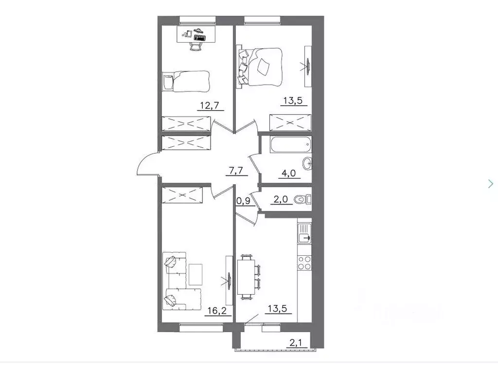 3-к кв. Иркутская область, Иркутск Гусарская тер., 7 (72.6 м) - Фото 2