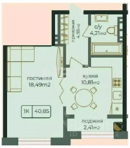 1-к кв. Дагестан, Каспийск просп. Акулиничева (40.85 м) - Фото 0