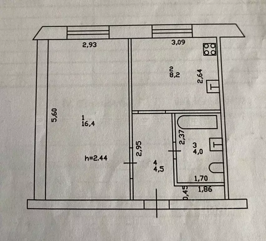 1-к кв. Татарстан, Казань ул. Гудованцева, 35 (33.1 м) - Фото 2