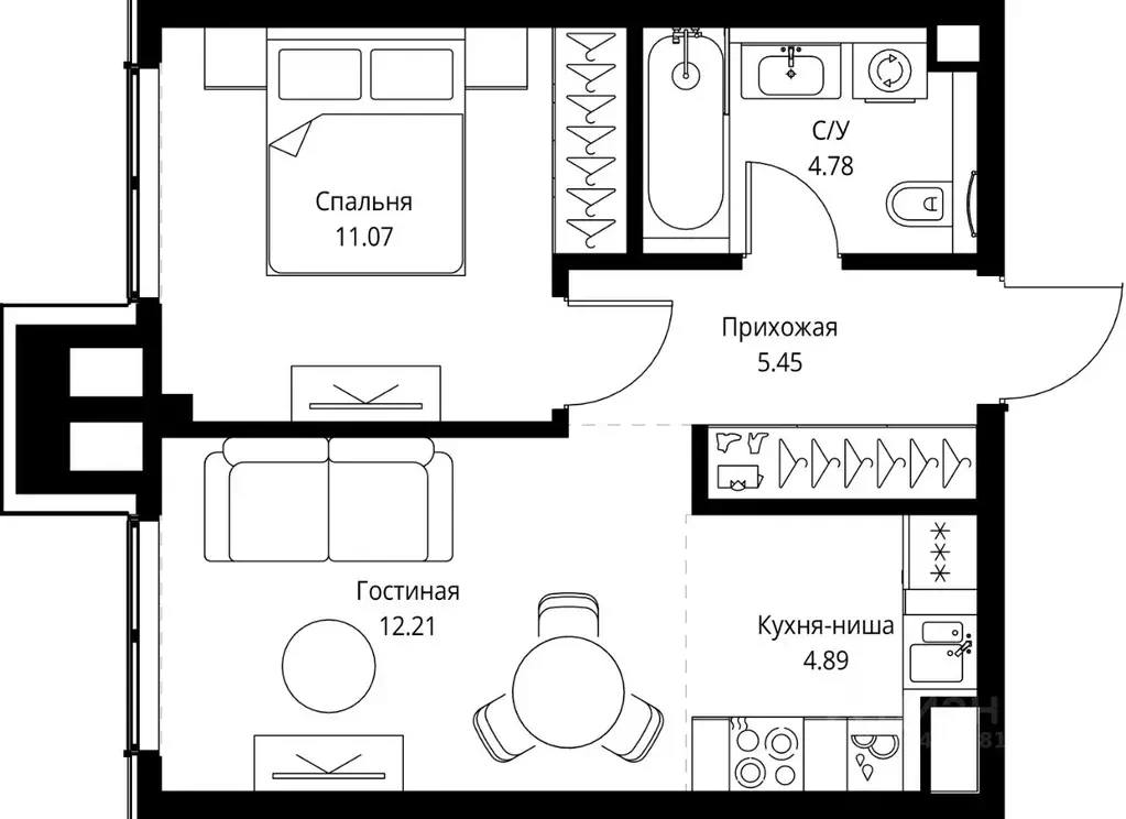 1-к кв. Москва просп. Мира, 186АС1 (38.4 м) - Фото 0