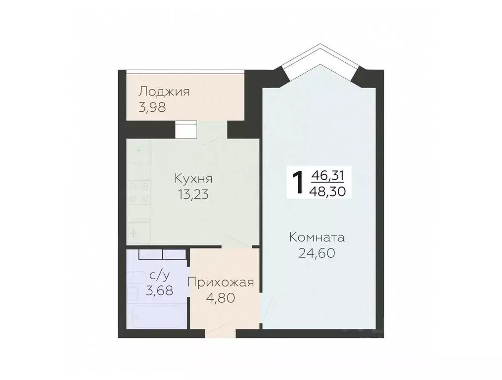 1-к кв. Орловская область, Орел ул. Панчука, 83Б (48.3 м) - Фото 0