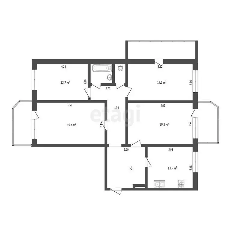 4-комнатная квартира: Тюмень, Народная улица, 2 (105.6 м) - Фото 1
