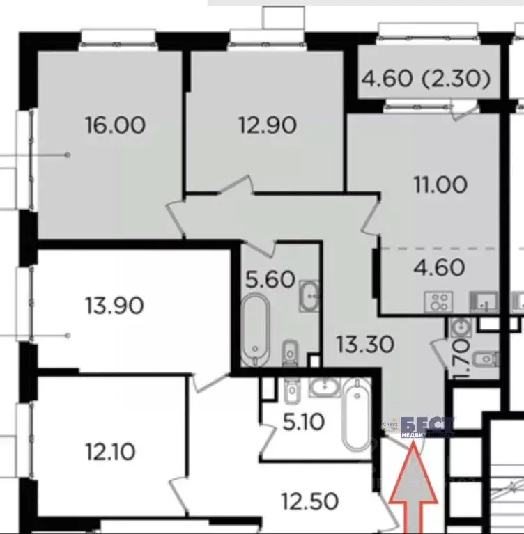 3-к кв. Московская область, Мытищи ул. Разведчика Абеля, 9 (68.0 м) - Фото 2