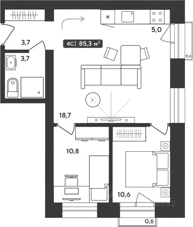 2-к кв. Новосибирская область, Мошковский район, пос. Октябрьский ул. ... - Фото 1
