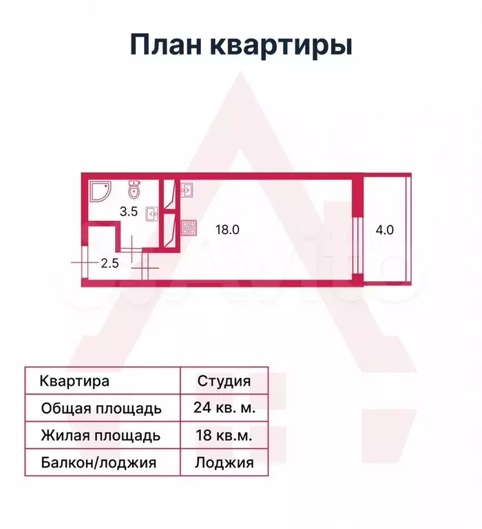 Квартира-студия, 28 м, 23/25 эт. - Фото 0