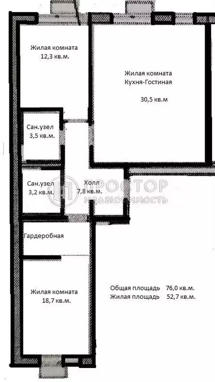 3-к. квартира, 76 м, 12/25 эт. - Фото 0