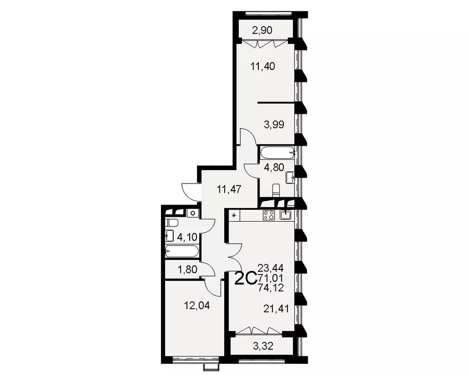 2-к кв. Тульская область, Тула Путейская ул., 11 (74.12 м) - Фото 0