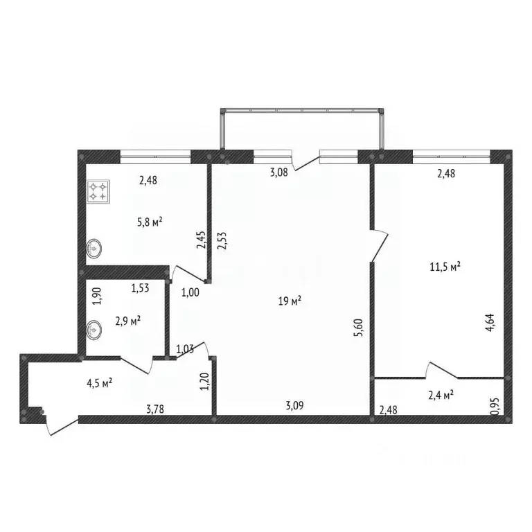 2-к кв. Башкортостан, Уфа ул. Рихарда Зорге, 34 (46.1 м) - Фото 2