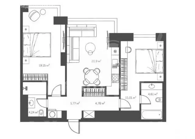 3-комнатная квартира: Москва, Поклонная улица, 9 (79.5 м) - Фото 1