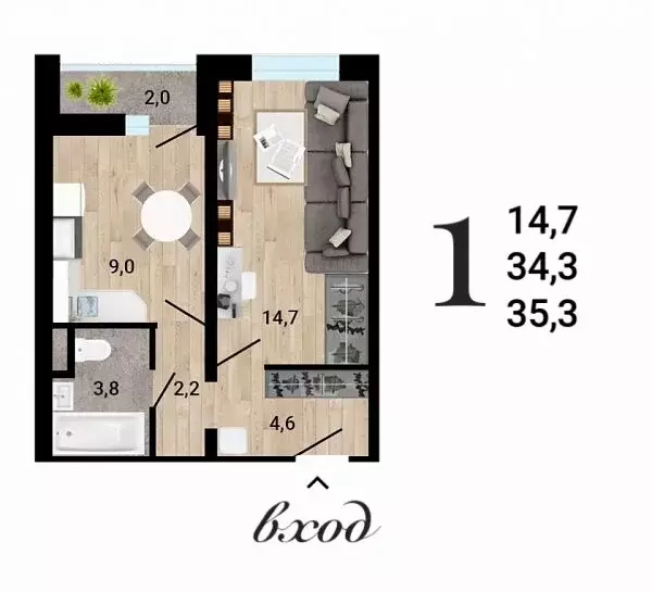 1-комнатная квартира: Воронеж, Ростовская улица, 18А (36.29 м) - Фото 1