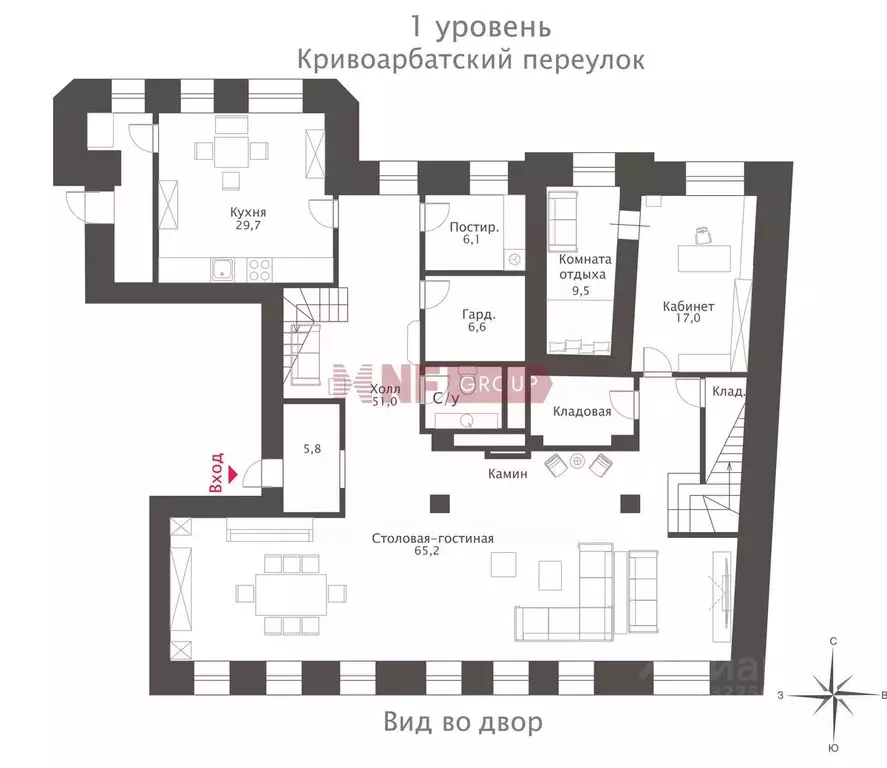5-к кв. Москва Кривоарбатский пер., 13 (500.0 м) - Фото 2