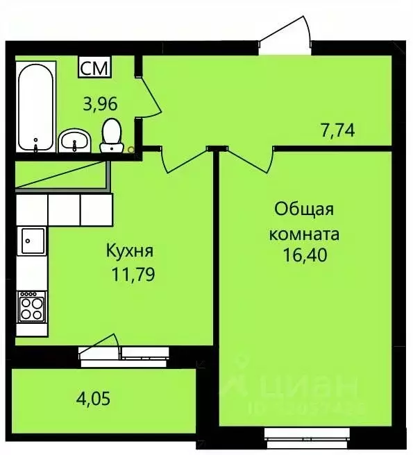 1-к кв. мордовия, саранск юбилейный жилрайон, 4-й мкр, (41.92 м) - Фото 0