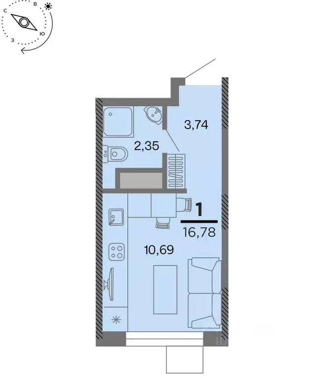 Студия Рязанская область, Рязань Метропарк тер., Метропарк жилой ... - Фото 1
