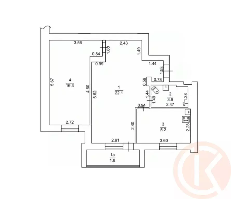 2-к кв. Крым, Евпатория просп. Победы, 63 (57.3 м) - Фото 2