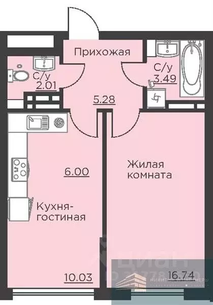 1-к кв. Воронежская область, Воронеж ул. Ломоносова, 116Б (43.6 м) - Фото 0