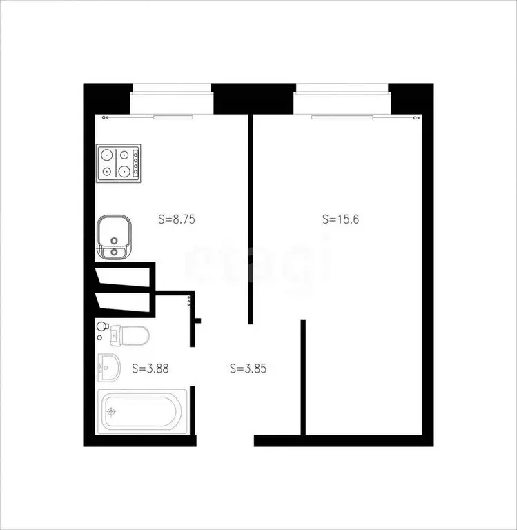 1-комнатная квартира: село Усады, Счастливая улица, 8 (31.3 м) - Фото 0