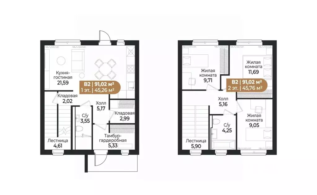 Таунхаус в Ленинградская область, Всеволожск ш. Южное (91 м) - Фото 1