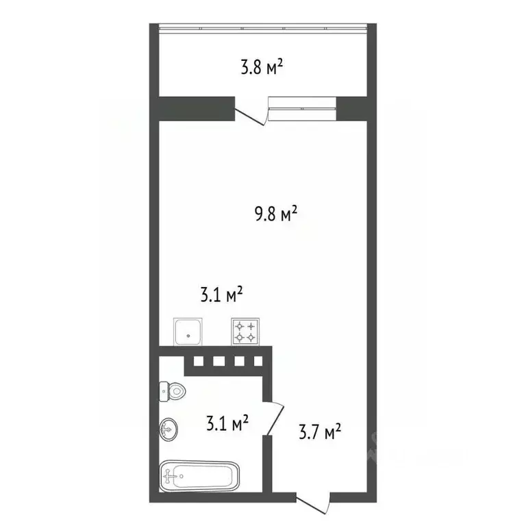 Студия Иркутская область, Иркутск ул. Старо-Кузьмихинская, 22/1 (23.5 ... - Фото 2