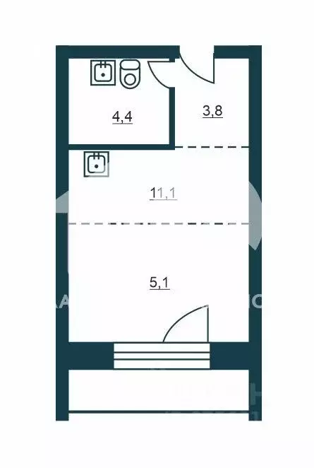 Студия Новосибирская область, Обь Октябрьская ул., 3 (24.4 м) - Фото 1