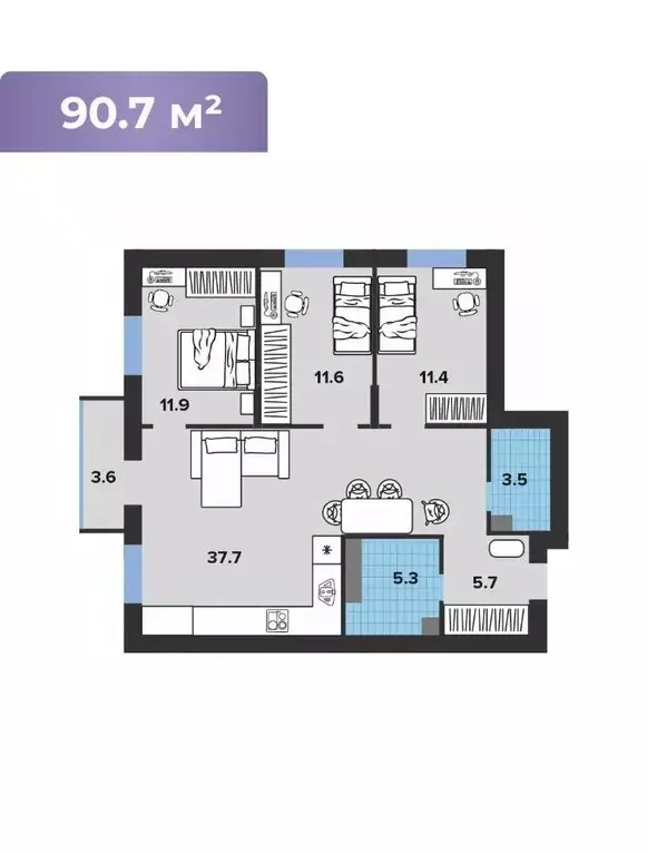 4-к кв. Ульяновская область, Димитровград просп. Ленина, 37И (90.7 м) - Фото 1