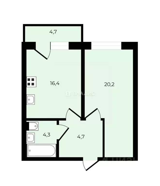 1-к кв. Санкт-Петербург проезд Дизельный, 11к1 (45.6 м) - Фото 2