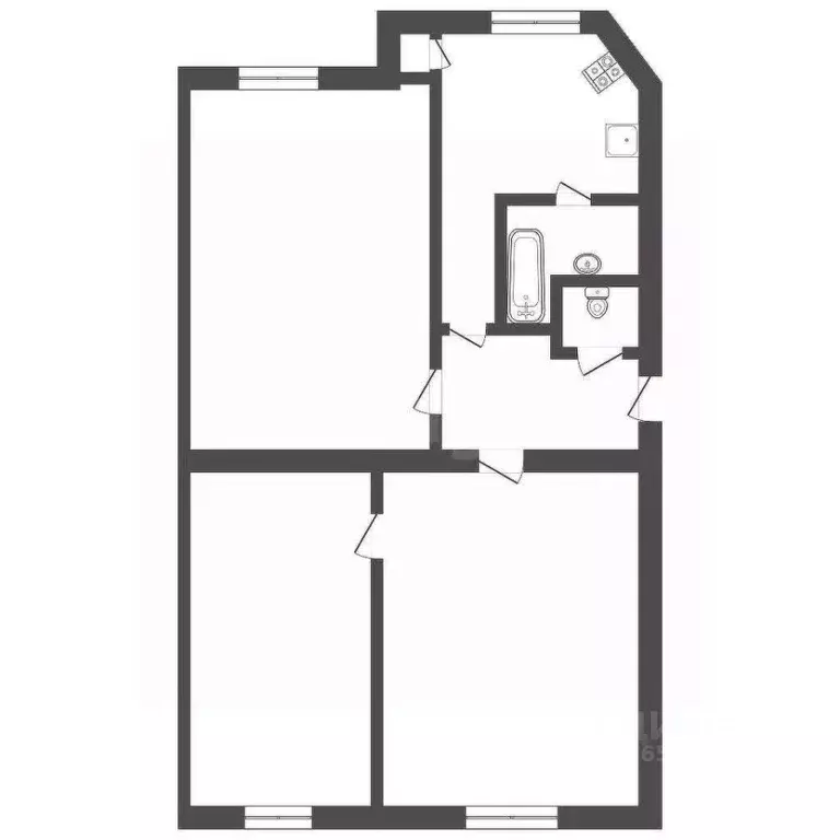 3-к кв. Тульская область, Тула Тургеневская ул., 38А (57.3 м) - Фото 1