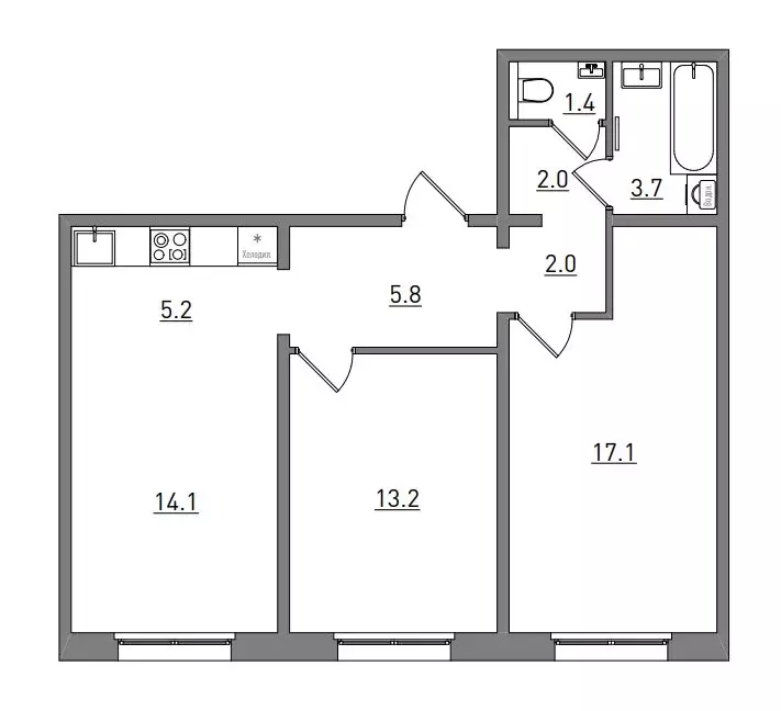 3-комнатная квартира: Киров, Чистопрудненская улица, 13А (64.5 м) - Фото 1