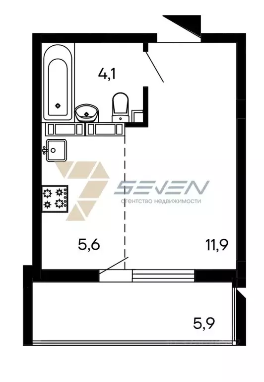 Студия Севастополь ул. Токарева, 18Дк3 (28.0 м) - Фото 1