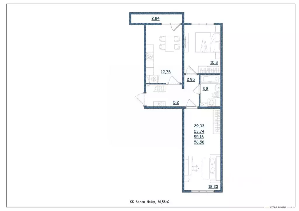 2-к кв. Тверская область, Тверь Новочеркасская ул., 49 (56.58 м) - Фото 1