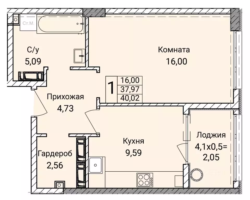 1-к кв. Севастополь ул. Братьев Манганари, 30к2 (40.02 м) - Фото 0