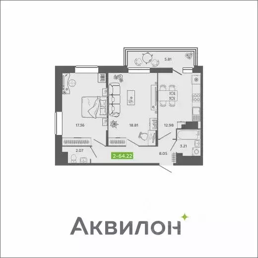 2-к кв. Архангельская область, Архангельск Северодвинская ул., 25А ... - Фото 0