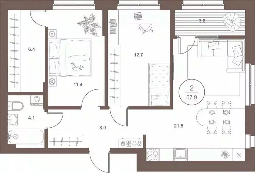 2-к кв. Пензенская область, Пенза Арбеково жилрайон, Дальнее Арбеково ... - Фото 2