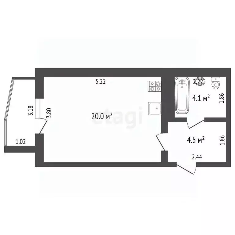 Студия Мордовия, Саранск ул. Девятаева, 13 (28.4 м) - Фото 0