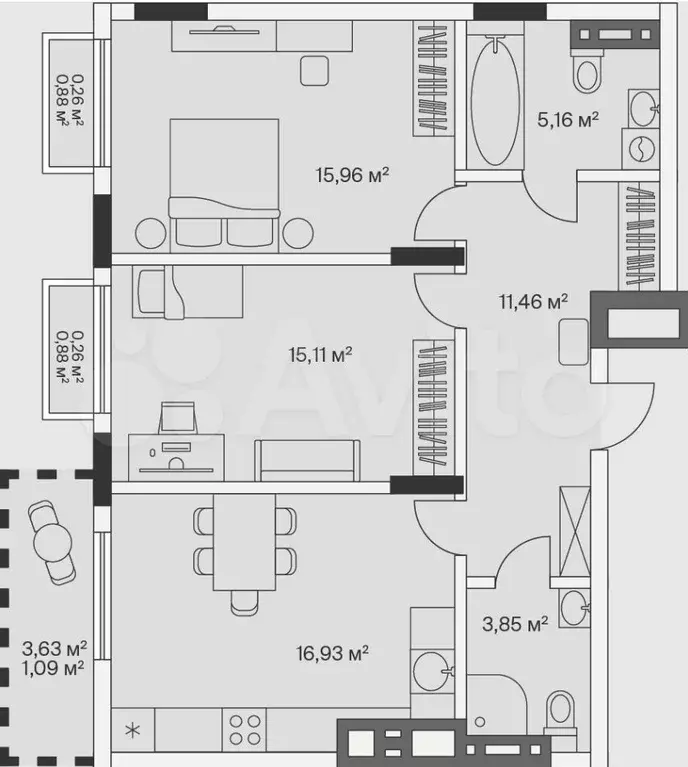 2-к. квартира, 70,1 м, 7/7 эт. - Фото 1