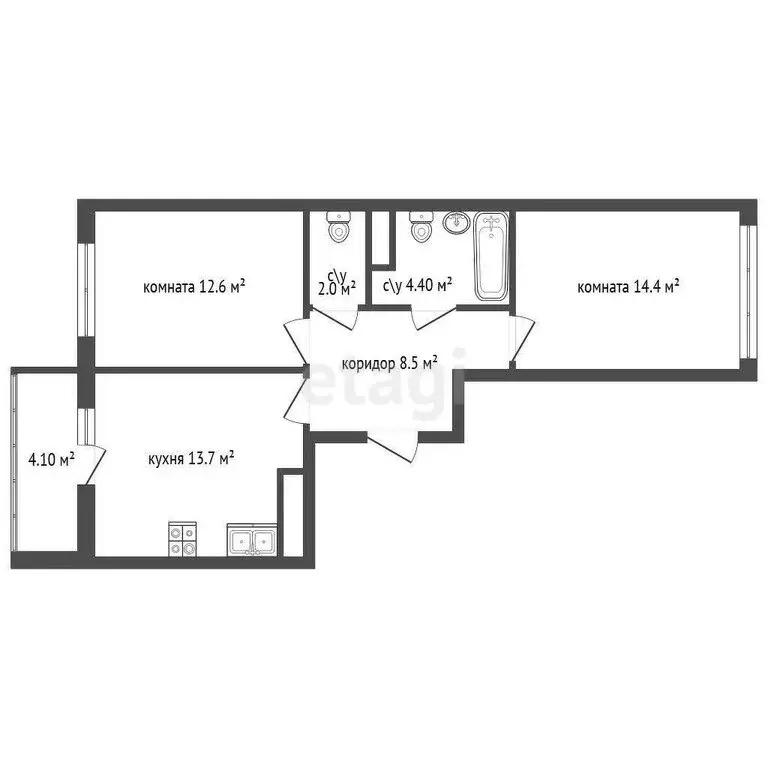2-комнатная квартира: посёлок Шушары, Чудовская улица, 14к1 (55.6 м) - Фото 0