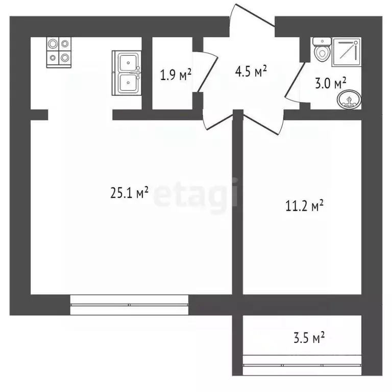 2-к кв. Санкт-Петербург Яхтенная ул., 24к2 (45.3 м) - Фото 1