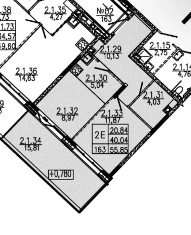 2-к кв. Москва № 3 кв-л, 6к1 (55.85 м) - Фото 2