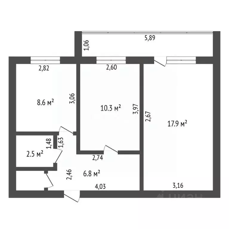 2-к кв. Амурская область, Благовещенский район, с. Чигири Лесная ул., ... - Фото 1