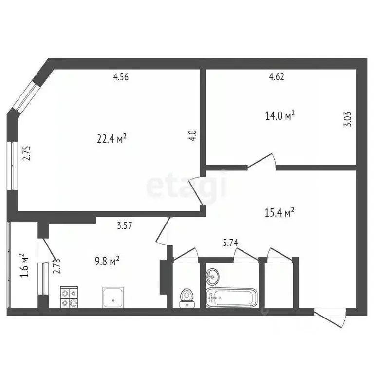 2-к кв. Псковская область, Псков ул. Генерала Маргелова, 19 (67.0 м) - Фото 2