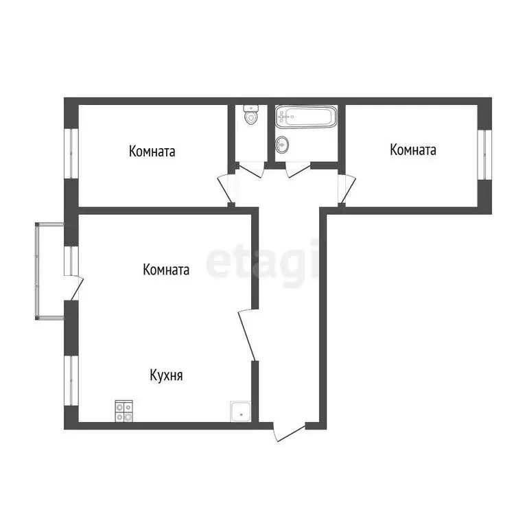 3-комнатная квартира: Улан-Удэ, улица Антонова, 2 (65 м) - Фото 0