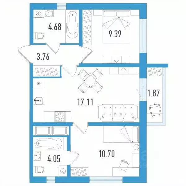 2-к кв. Санкт-Петербург ул. Маршала Казакова, 62к1 (50.25 м) - Фото 0