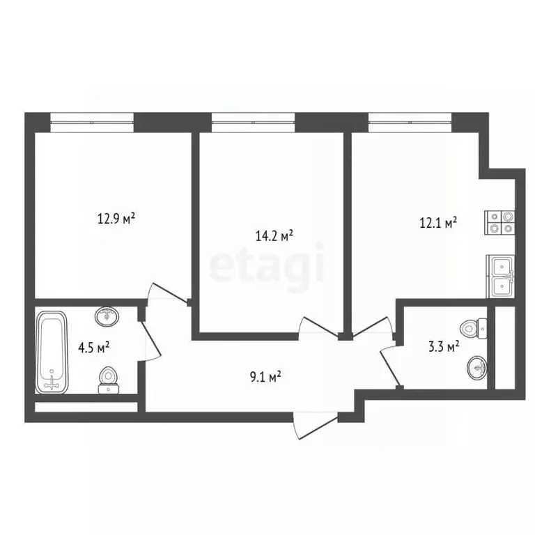 2-к кв. Москва ул. Инженера Кнорре, 7к3 (56.1 м) - Фото 2
