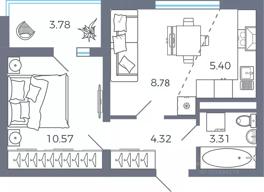 1-к кв. Самарская область, Волжский район, Лопатино с/пос, пос. ... - Фото 1