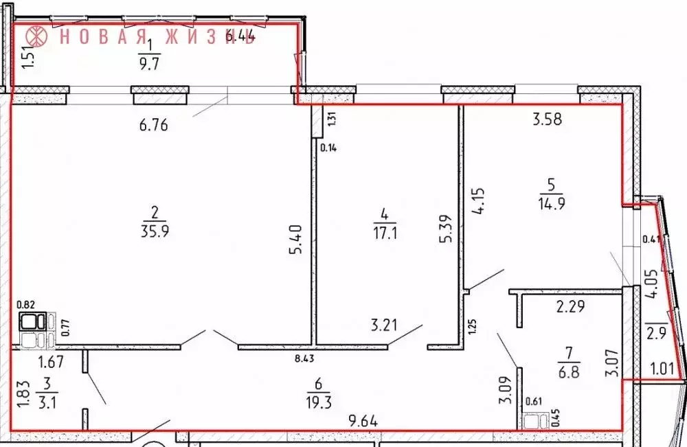 3-к кв. Самарская область, Самара проезд 4-й, 8А (109.7 м) - Фото 1