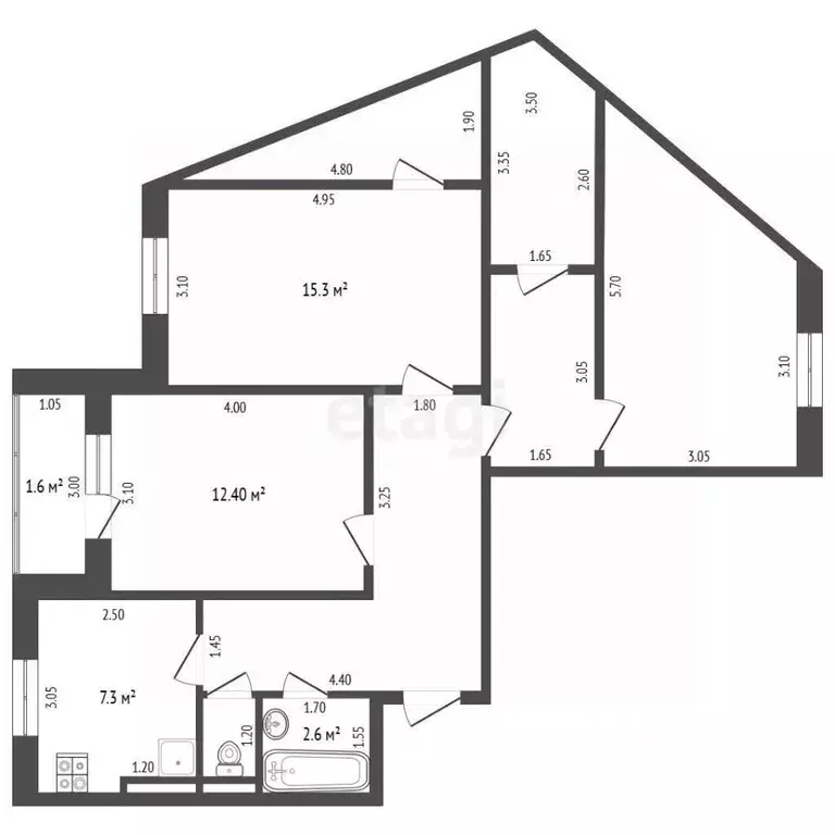 3-к кв. Московская область, Дмитров Имени В.Н. Махалина мкр, 14 (78.8 ... - Фото 2