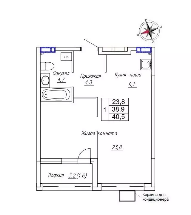 Квартира-студия: Новый, улица Ленина, 6с2 (40.5 м) - Фото 0